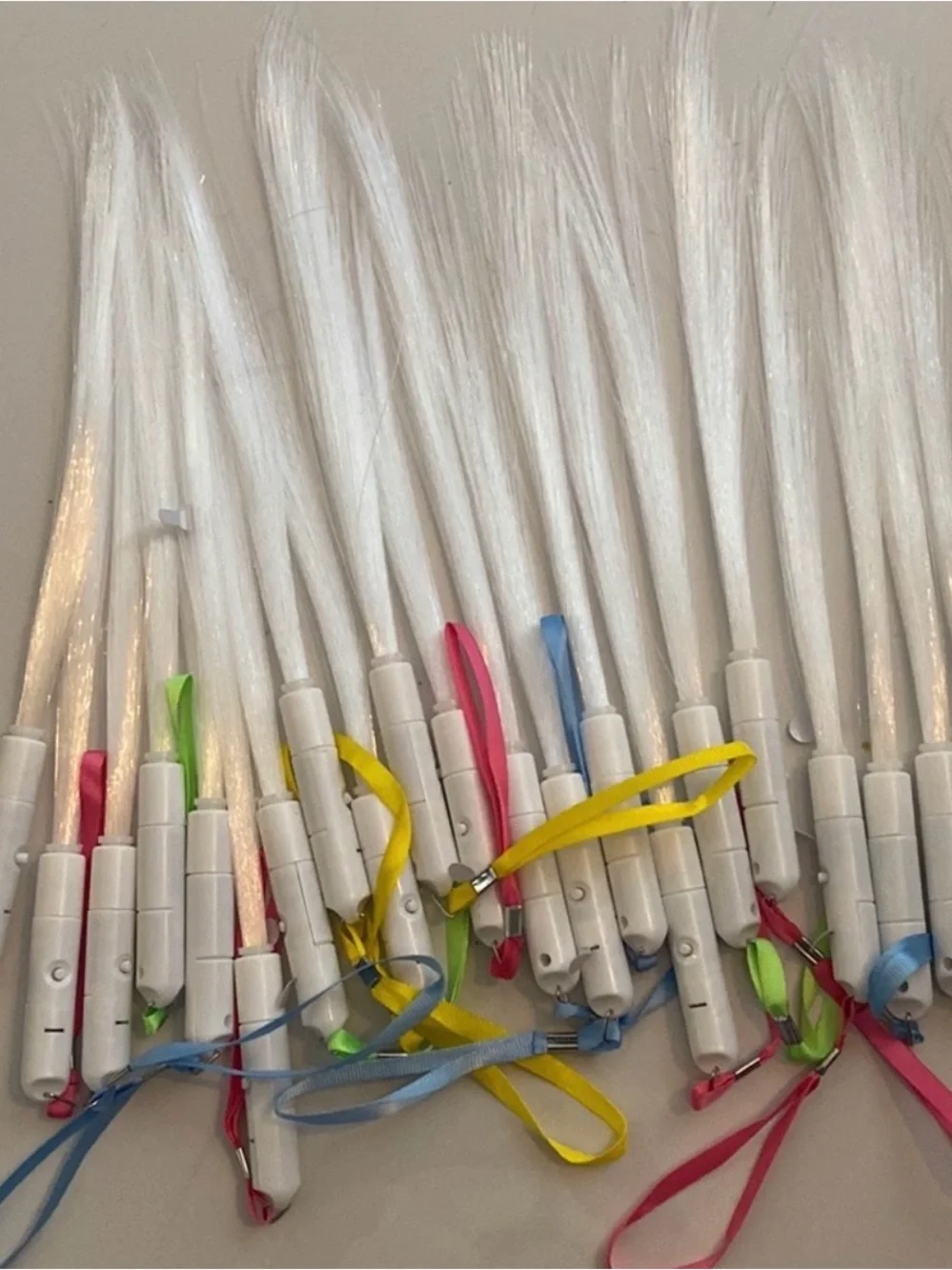15 White LED Light-Up Wands with Colored Ribbons